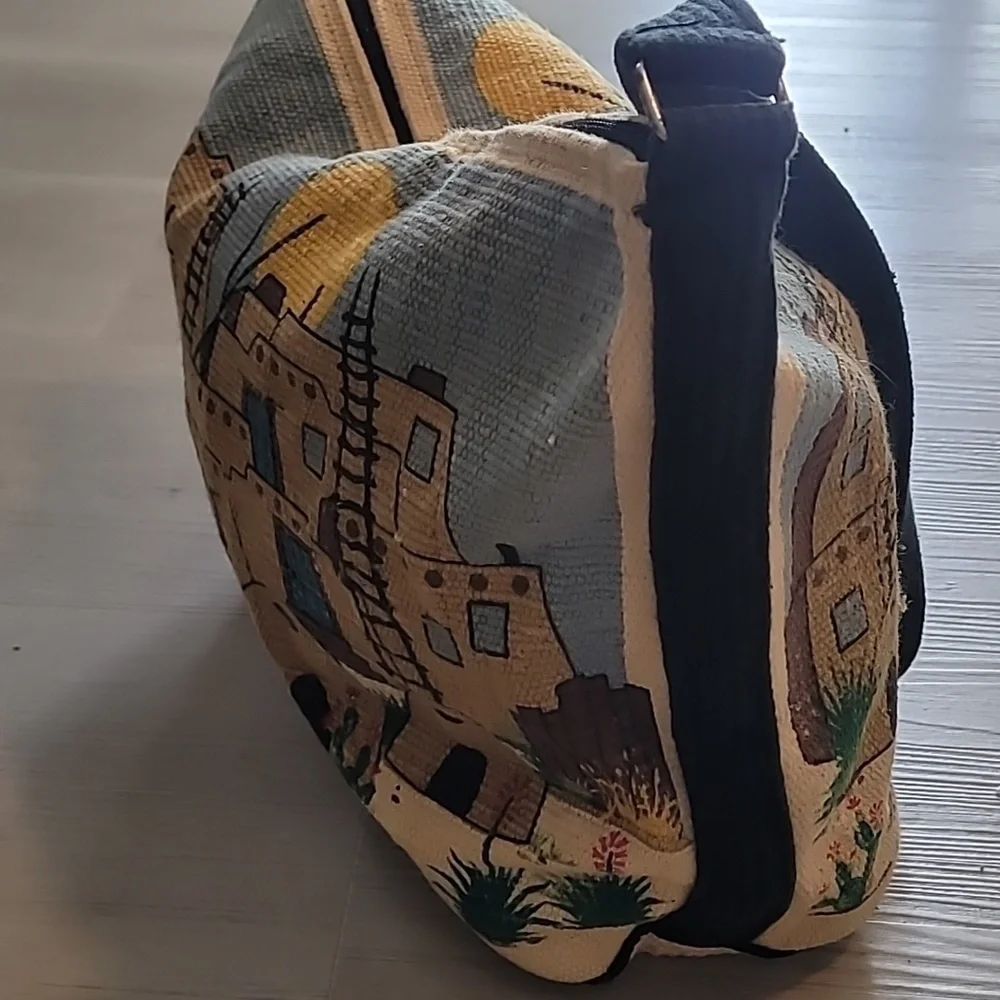 El Paso Saddle Blanket Co Southwestern Tapestry Tote Bag Adobe Village Western